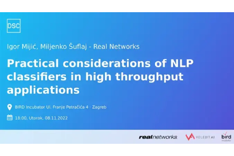 NLP classifiers in high throughput applications - Real Networks - Zagreb