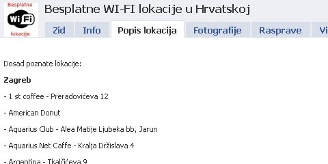 Besplatan Wi-Fi Internet u Hrvatskoj - lokacije