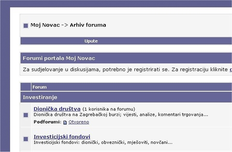 Spašen sadržaj foruma MojNovac.net